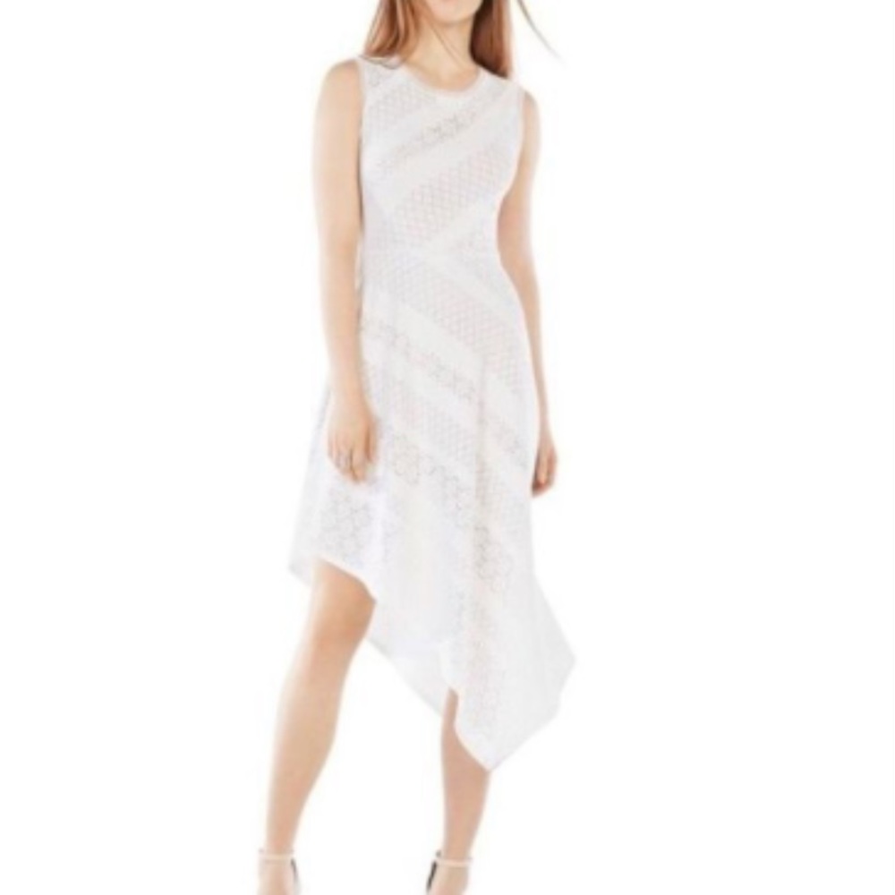 BCBGMAXAZRIA Tracie Asymmetrical Dress White size Large